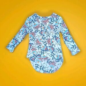 Daniel Rainn Top 3/4 Sleeve Sz S Floral Print Hi-Lo Rayon Koda Split Neck Shirt